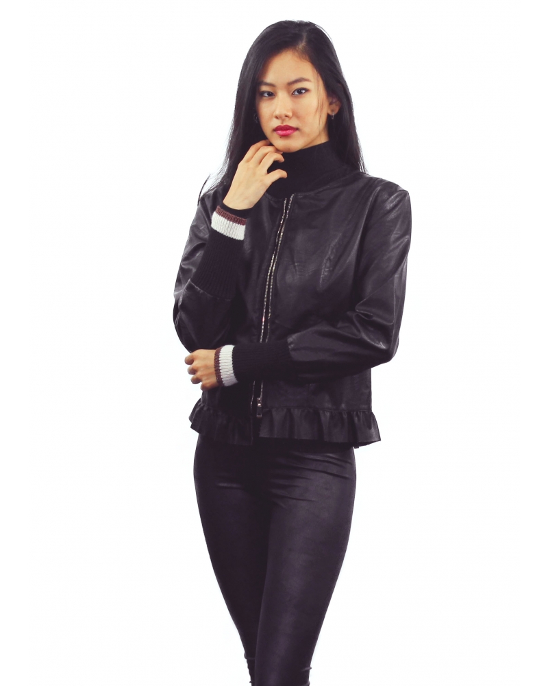 Faux leather jacket with zip