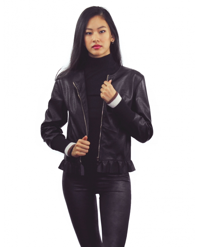Faux leather jacket with zip