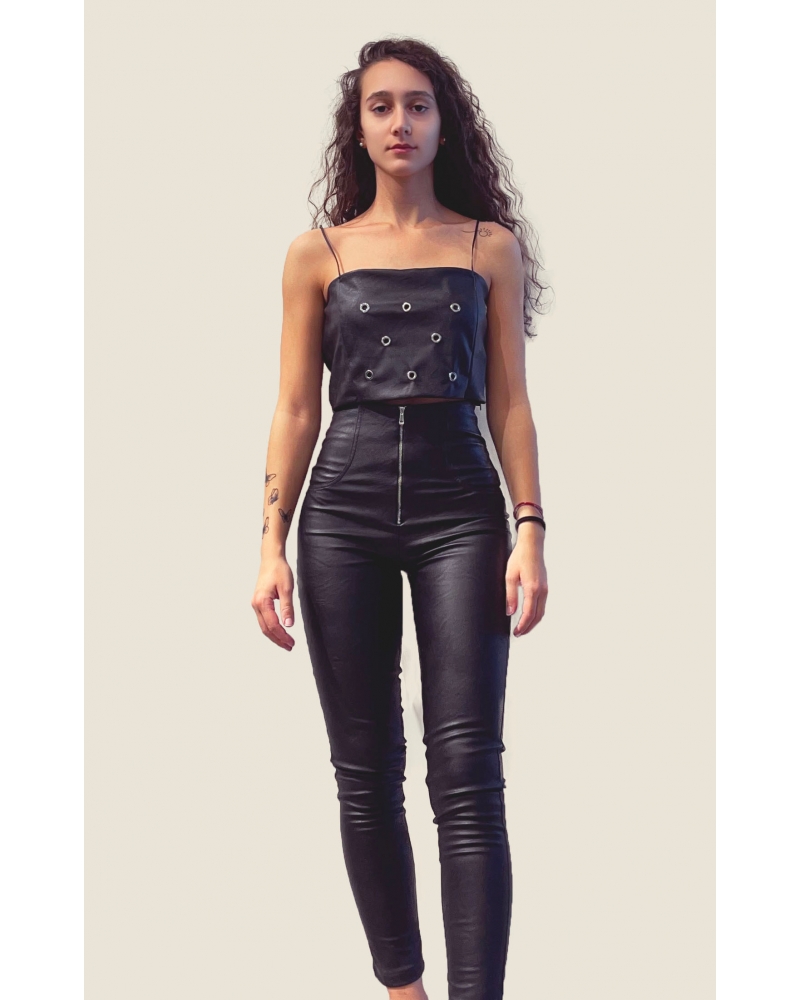 Faux leather trousers